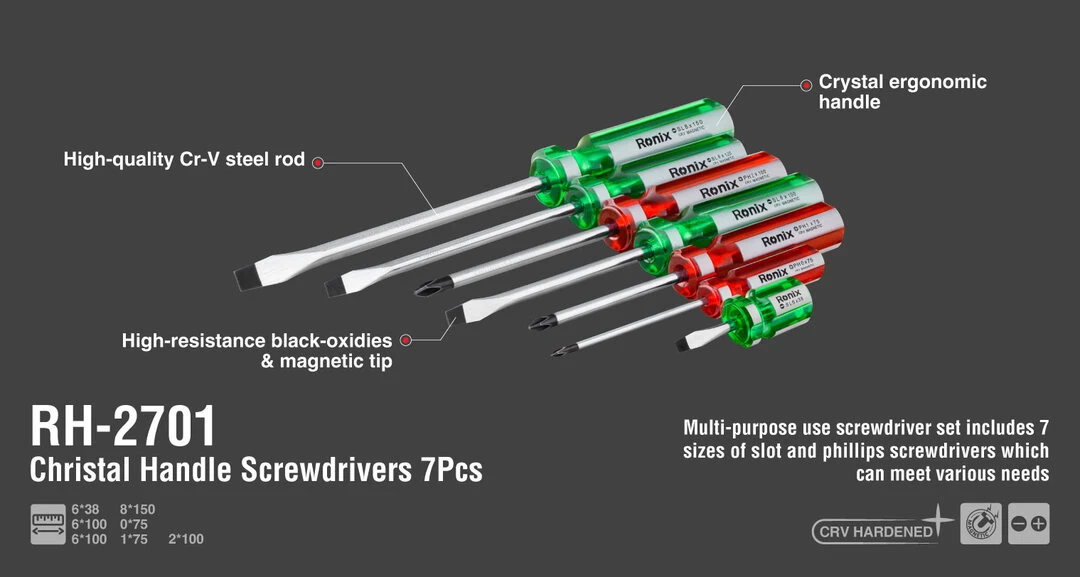 ست 7 عددی پیچگوشتی معمولی مشتی RH-2701 رونیکس