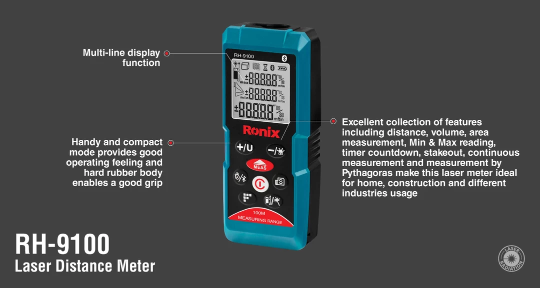 متر لیزری 100 متری RH-9100 رونیکس