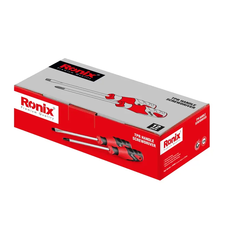 پیچ گوشتی چهارسو دسته TPR سایز 6x100 میلی متر
